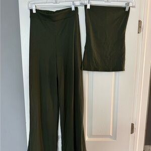Fashion Nova Dark Green Wide Leg Jumpsuit